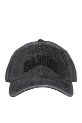 WASHED EMBROIDERY DENIM CAP / BLK WASHED