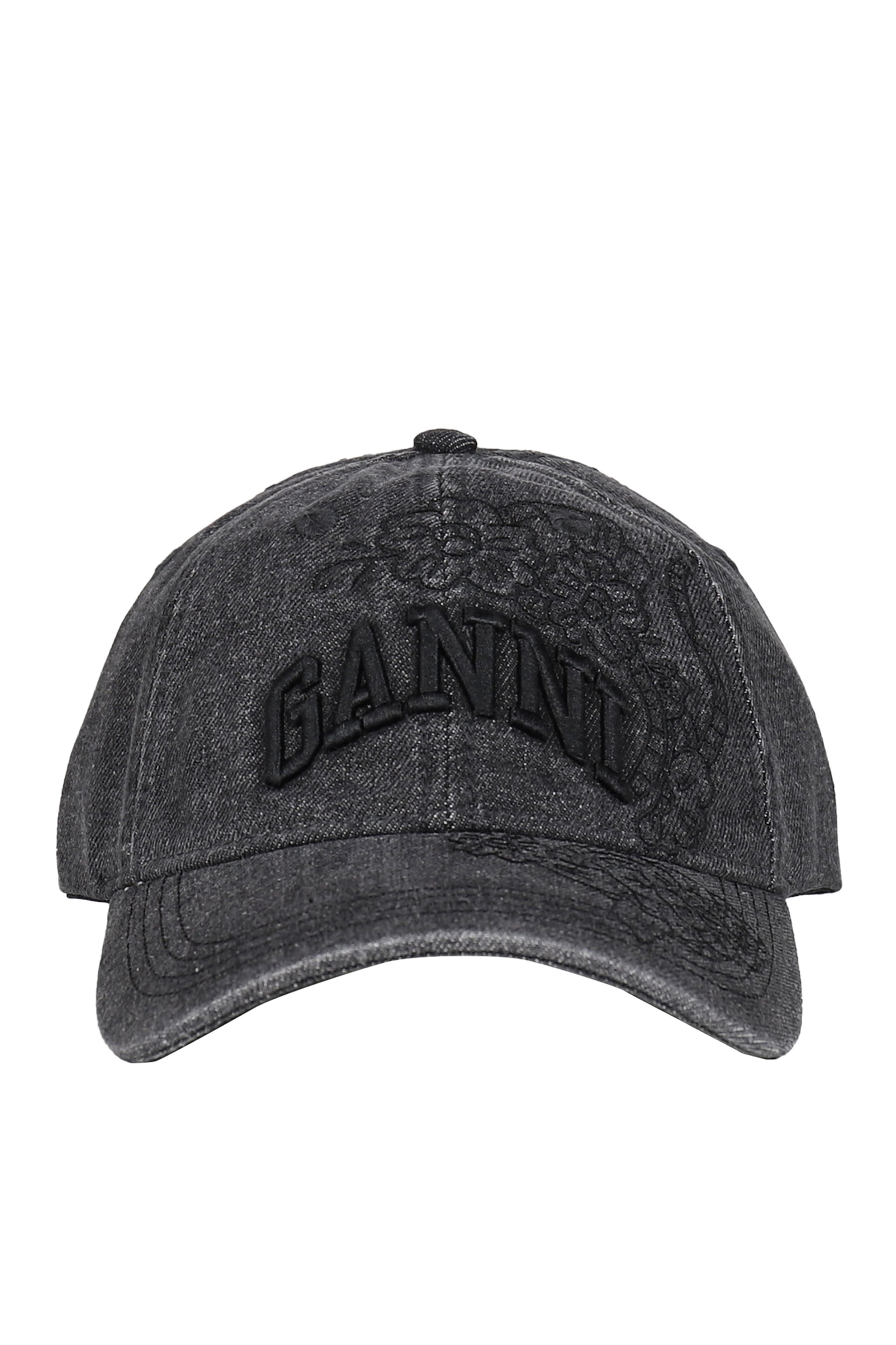 WASHED EMBROIDERY DENIM CAP / BLK WASHED