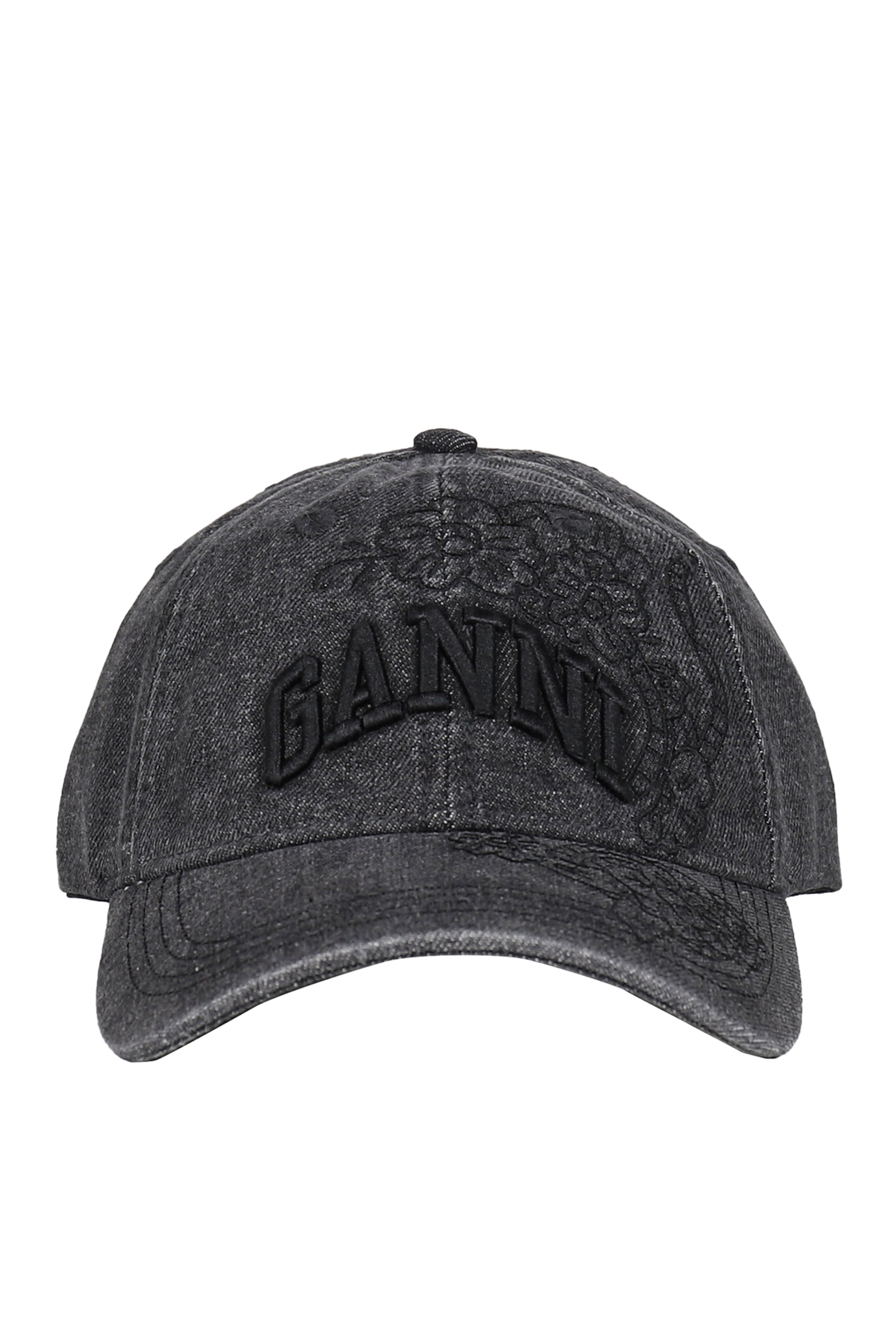 WASHED EMBROIDERY DENIM CAP / BLK WASHED