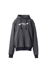 WASHED EMBROIDERY LOGO HOODIE / CHARCOAL