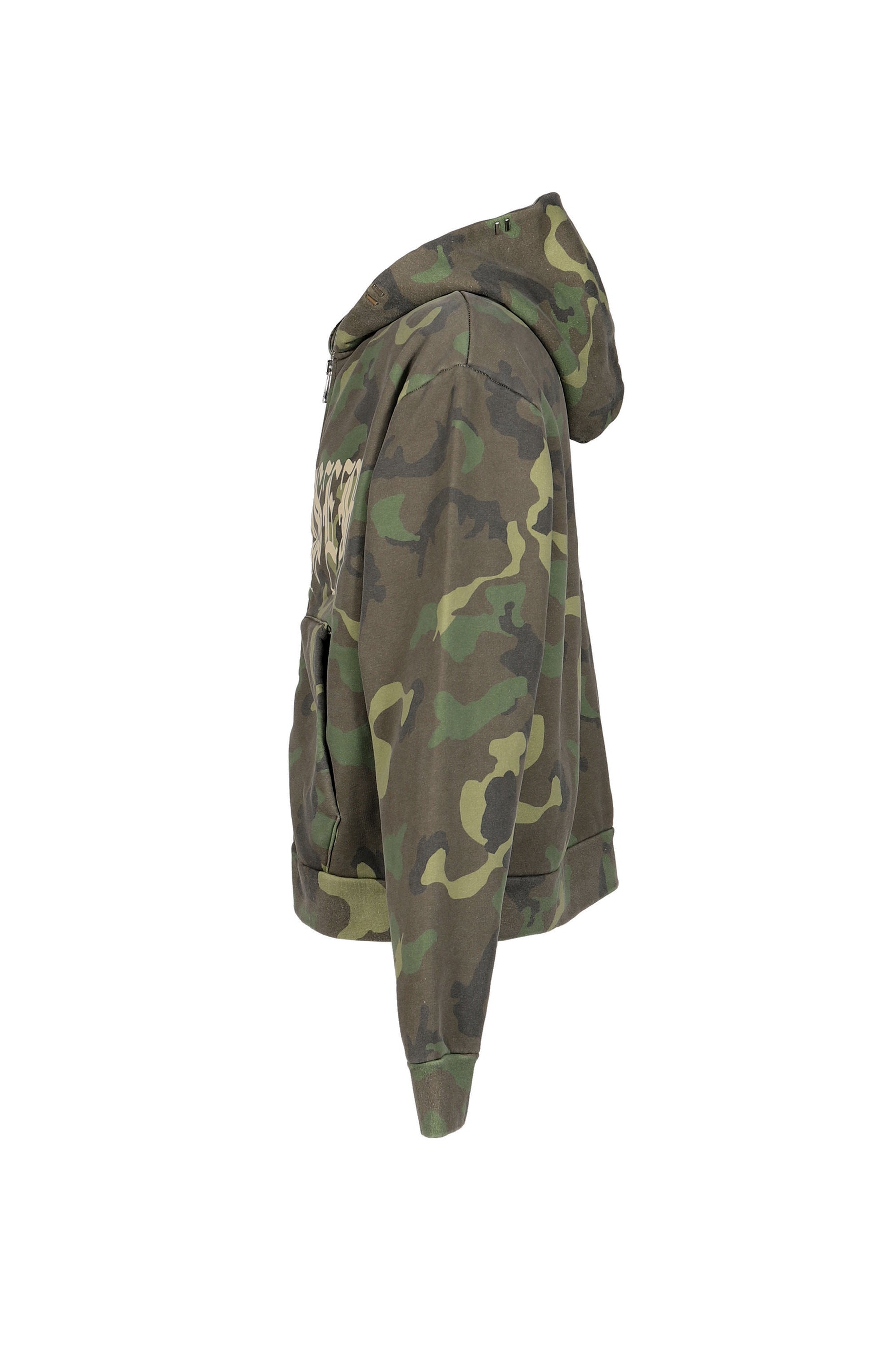 GOTH CAMO CROPPED VINTAGE ZIP HOODIE / WOODLAND CAMO