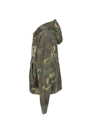 GOTH CAMO CROPPED VINTAGE ZIP HOODIE / WOODLAND CAMO