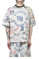 DOODLE PRINTED T-SHIRT / M/GREY