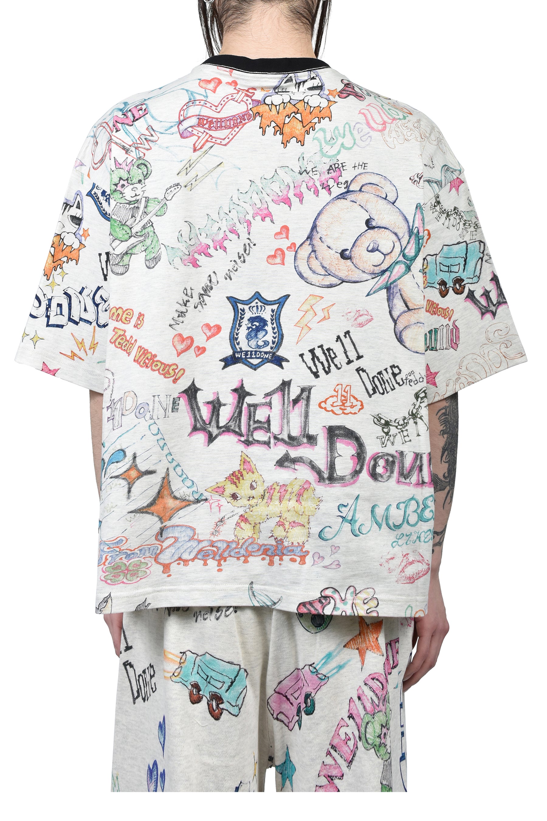 DOODLE PRINTED T-SHIRT / M/GREY