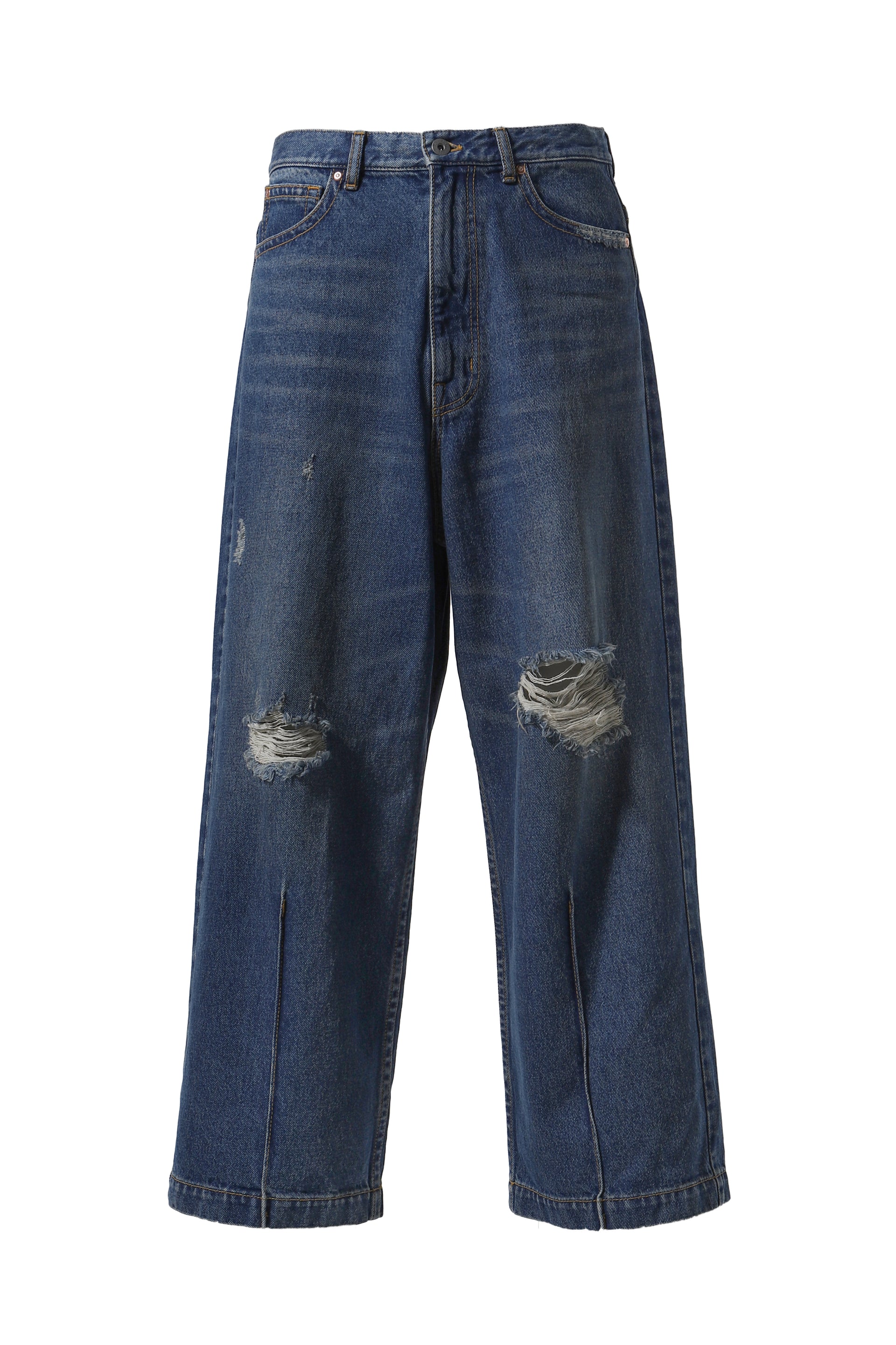 RhodolirioN 90'LOOSE STRAIGHT PANTS - DAMAGED DENIM / INDIGO
