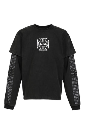 MOTO COUTURE LAYERED LS T-SHIRT (EXCLUSIVE) / BLK