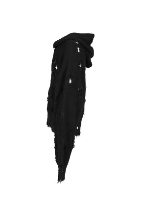 TC DESTROYED KNIT ZIP-UP HOODIE / BLK