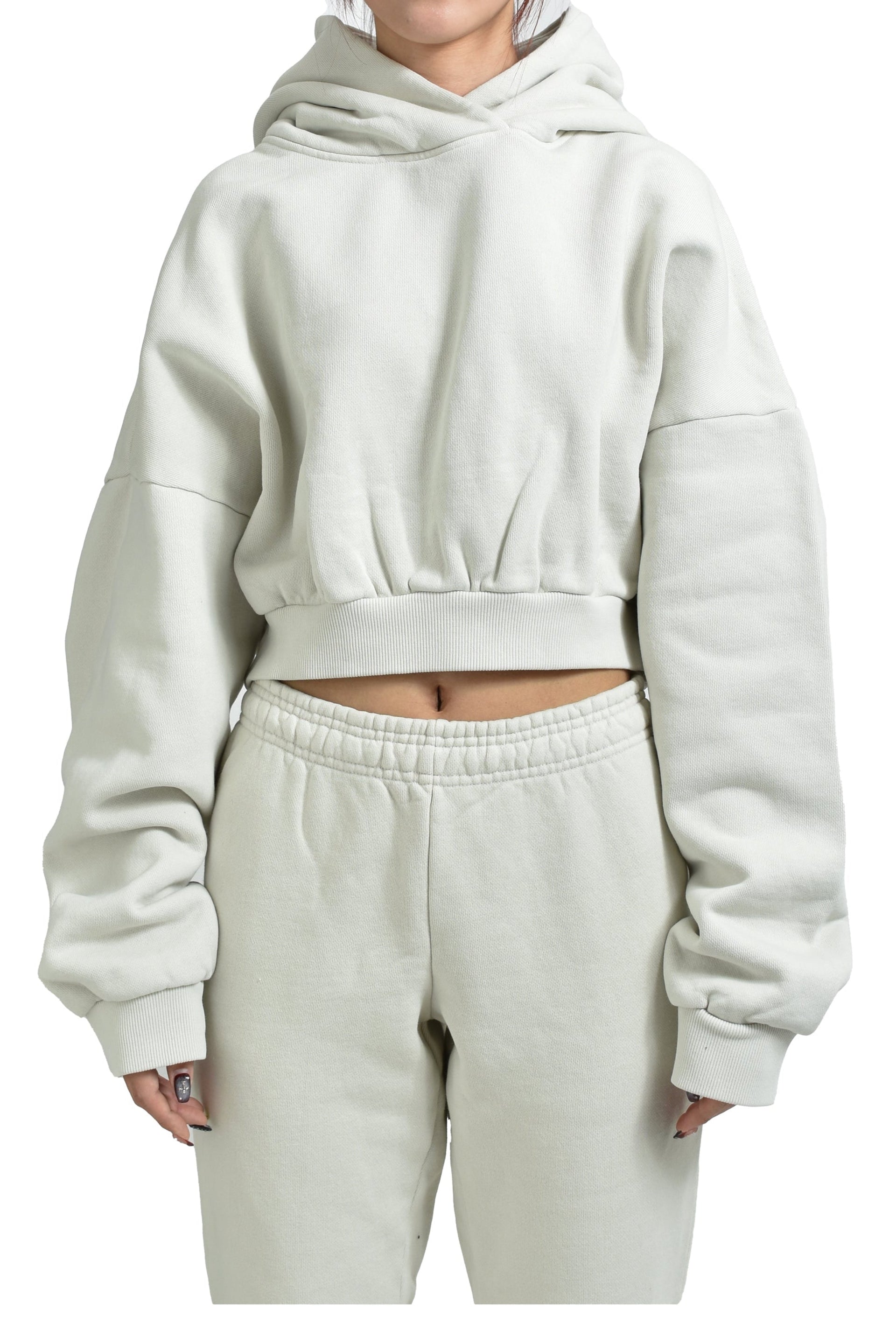 CROPPED HEAVY HOOD / RICE
