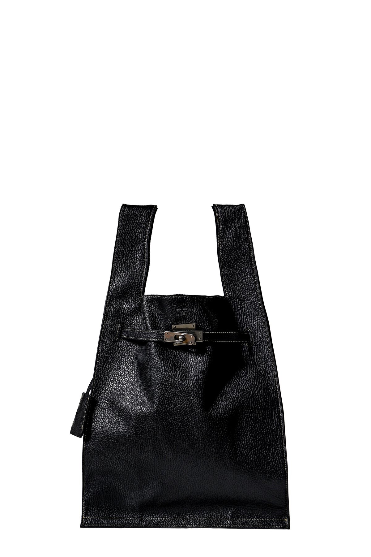 LARGE MARKET BAG IN SHRINK LEATHER / BLK