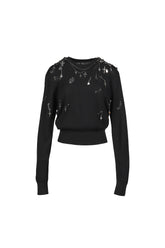 TIGHT WAIST CREWNECK SWEATER / BLK