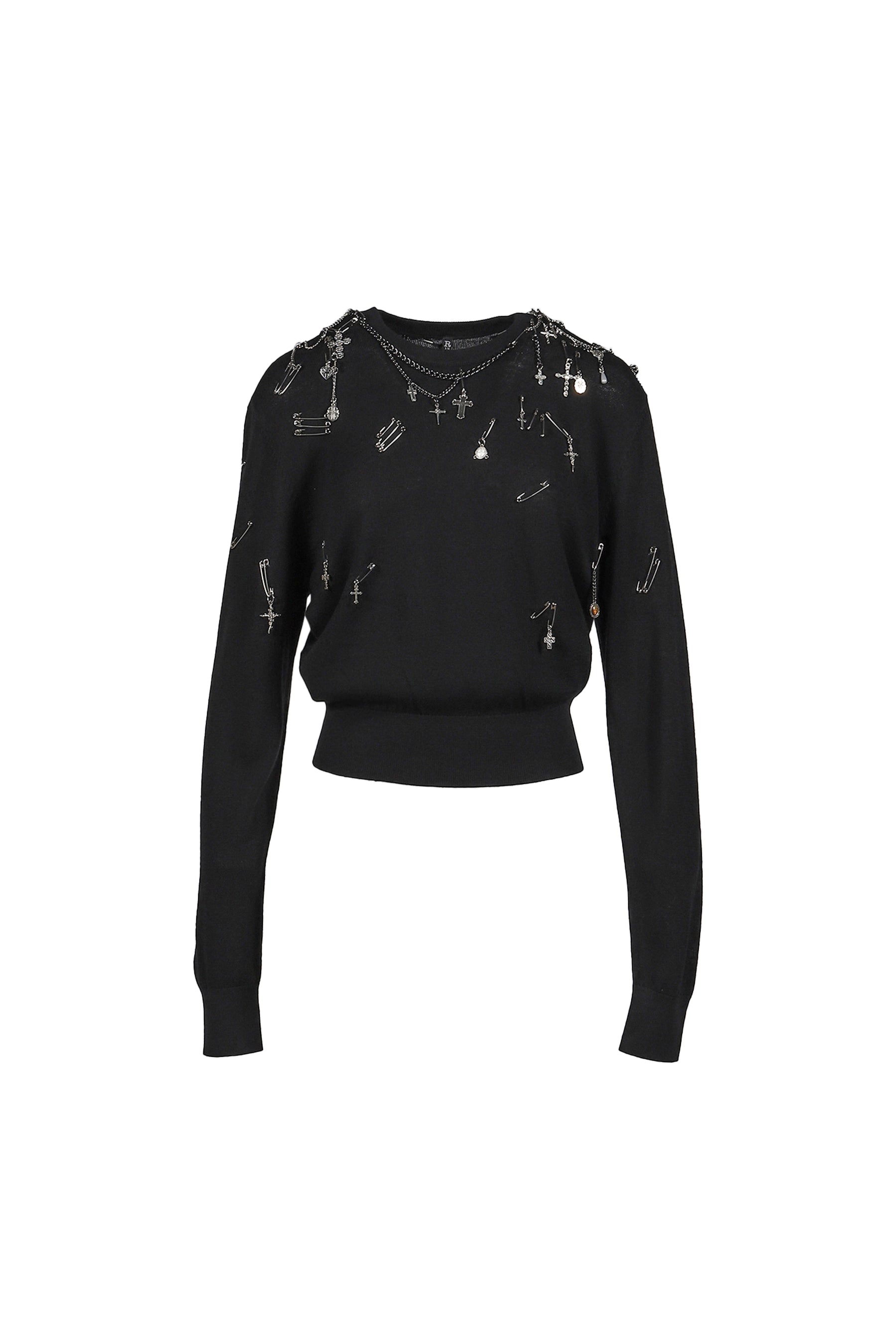 TIGHT WAIST CREWNECK SWEATER / BLK