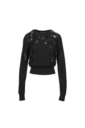 TIGHT WAIST CREWNECK SWEATER / BLK