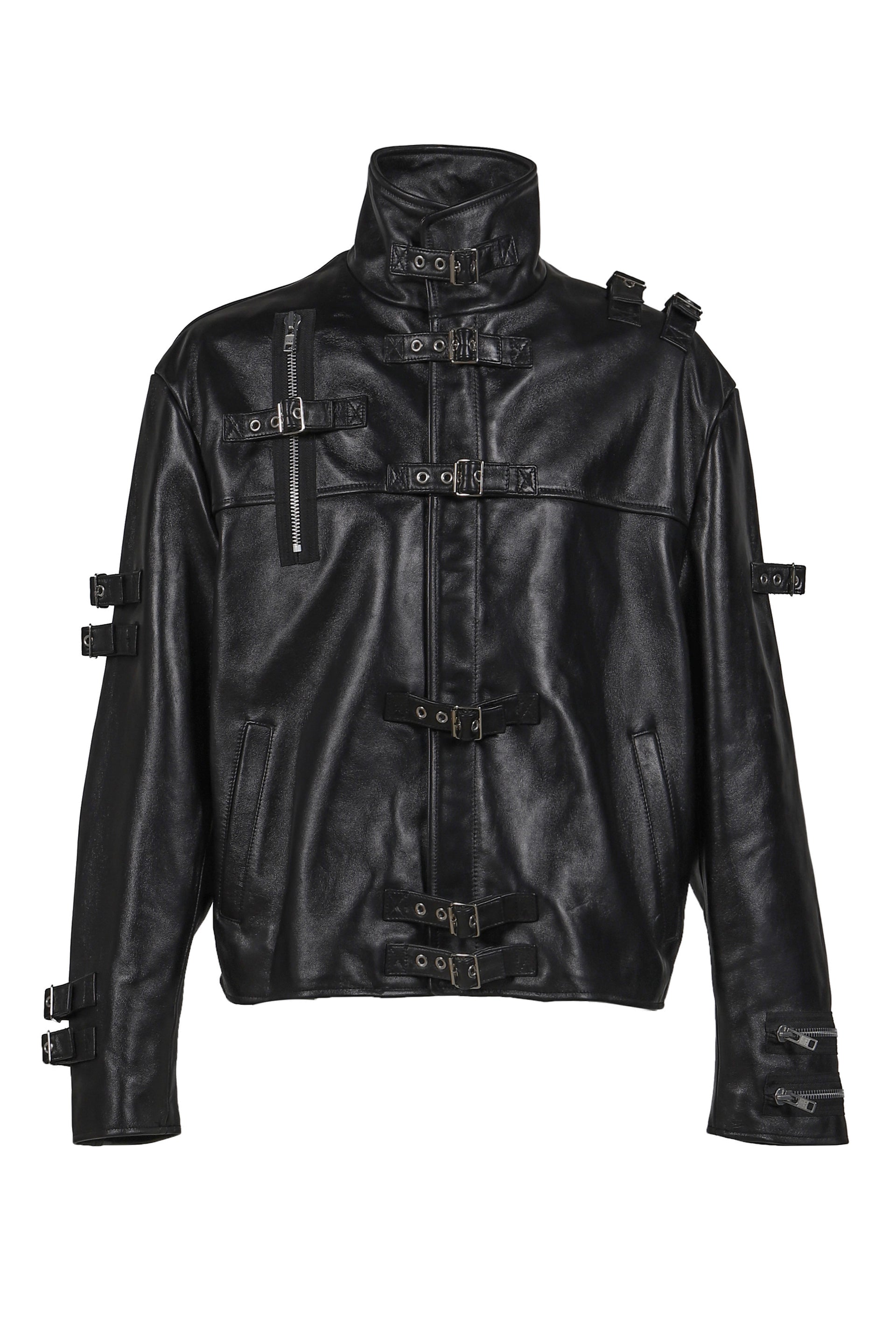 BUCKLE OVERLOAD LEATHER JACKET / BLK