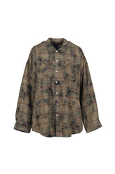 DROP NECK WORKSHIRT / BLEACHED ORG GRN PLAID