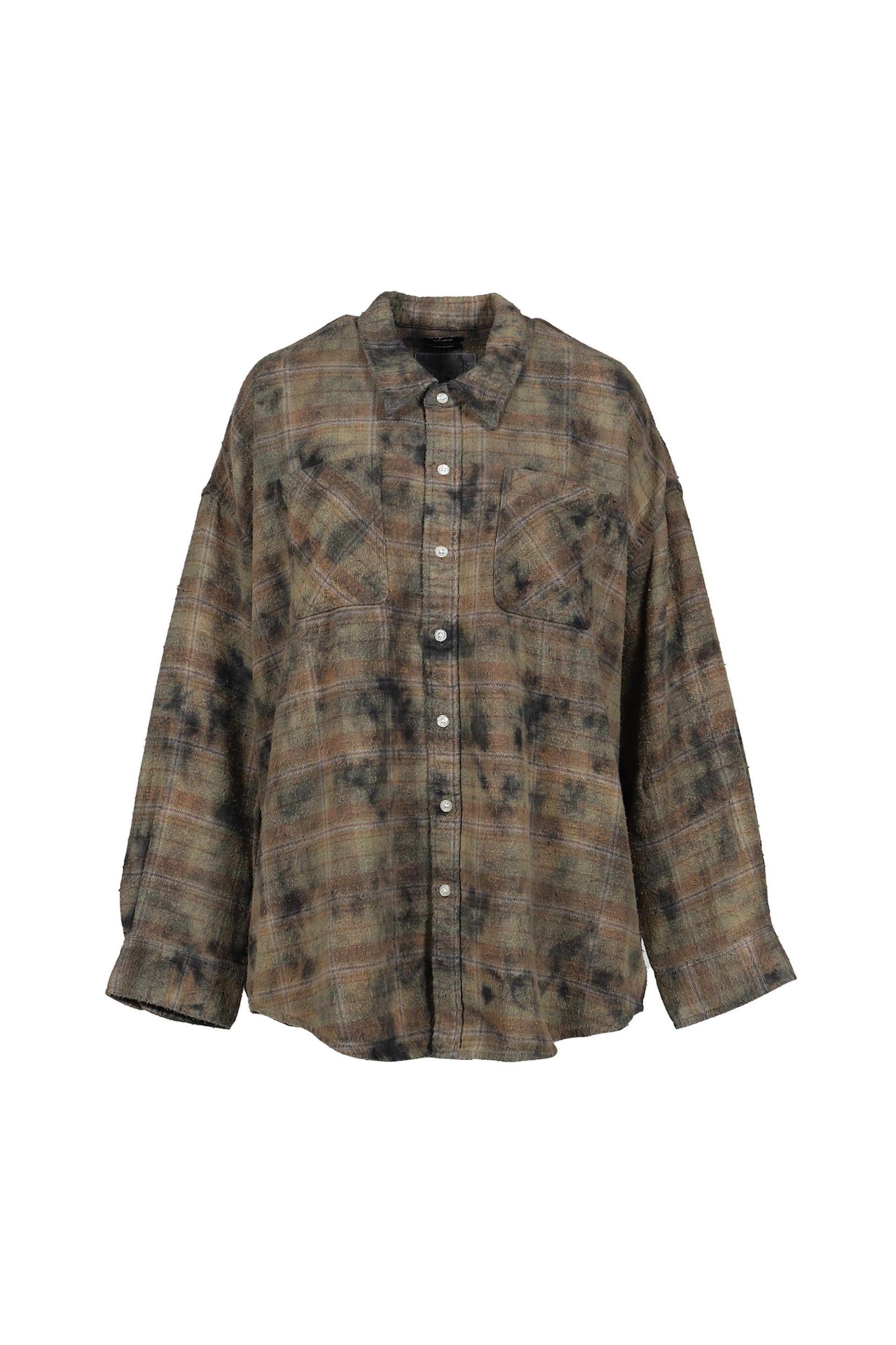 DROP NECK WORKSHIRT / BLEACHED ORG GRN PLAID