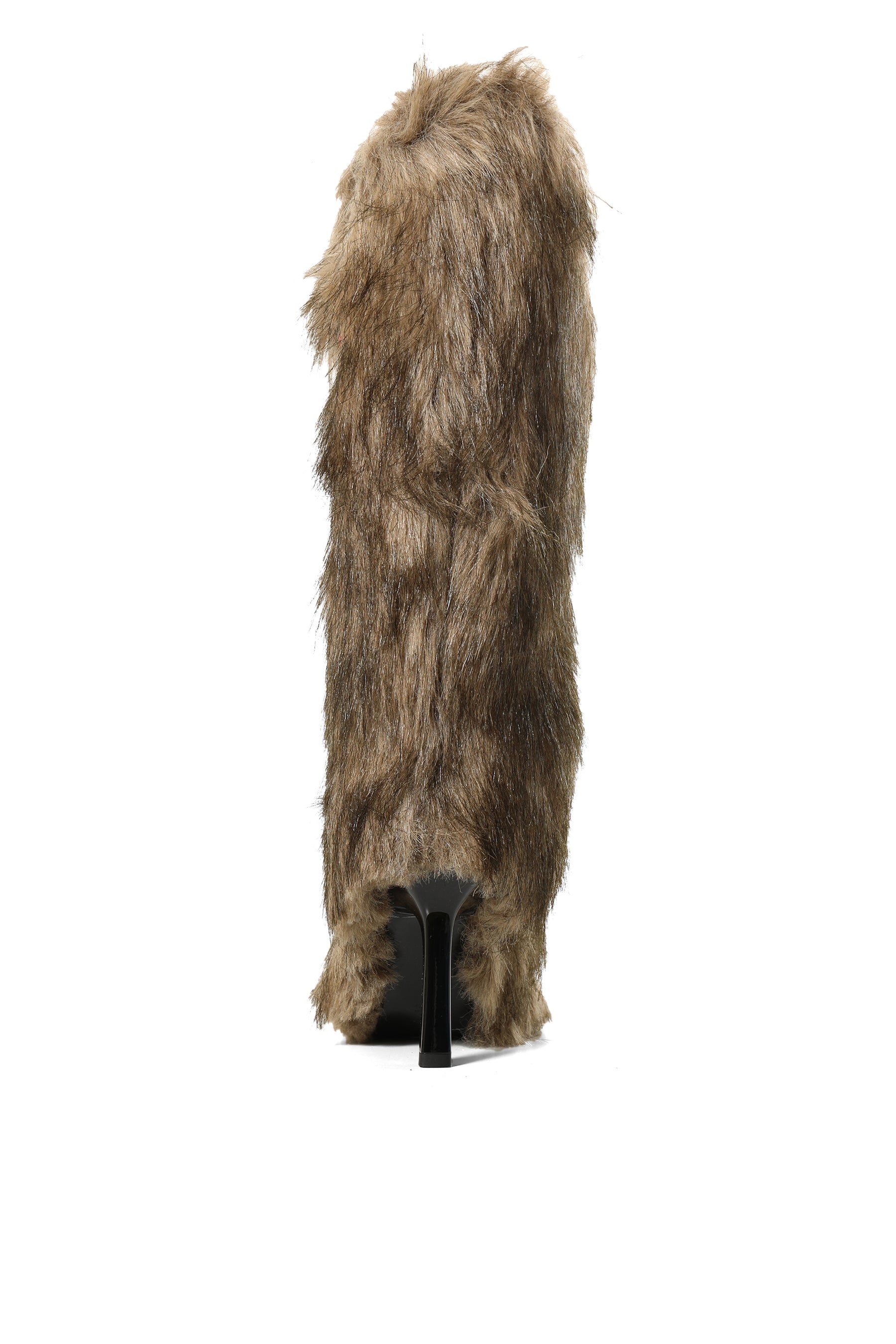 FUZZY BROWN KNEE HIGH BOOTS / BRW