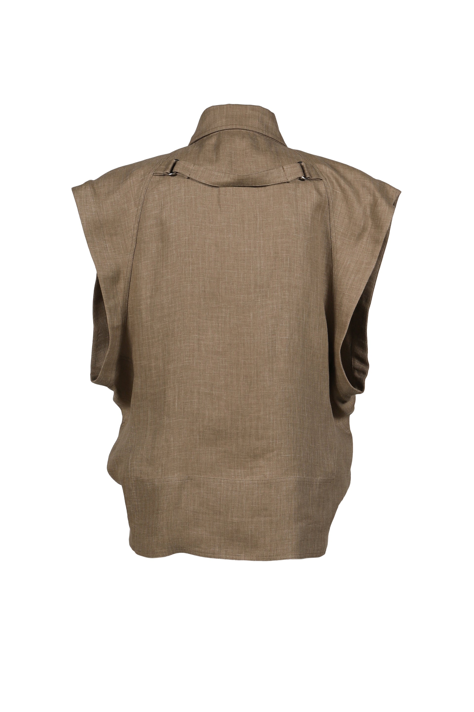 COTTON TWILL VEST / BRW