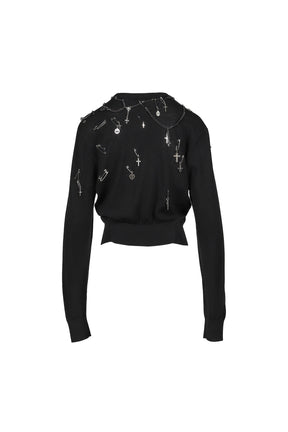 TIGHT WAIST CREWNECK SWEATER / BLK