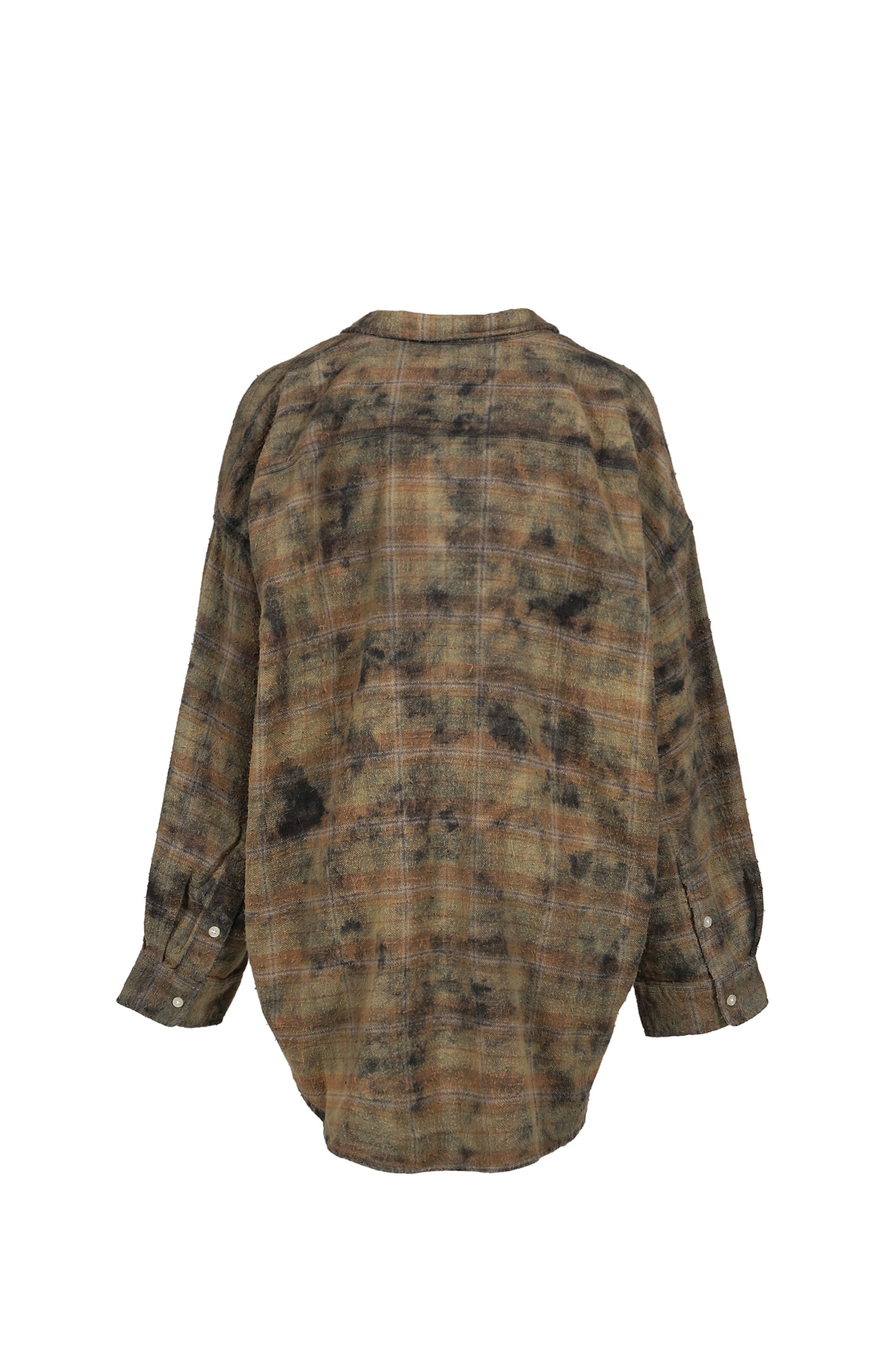 DROP NECK WORKSHIRT / BLEACHED ORG GRN PLAID