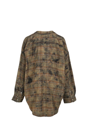DROP NECK WORKSHIRT / BLEACHED ORG GRN PLAID