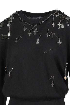 TIGHT WAIST CREWNECK SWEATER / BLK