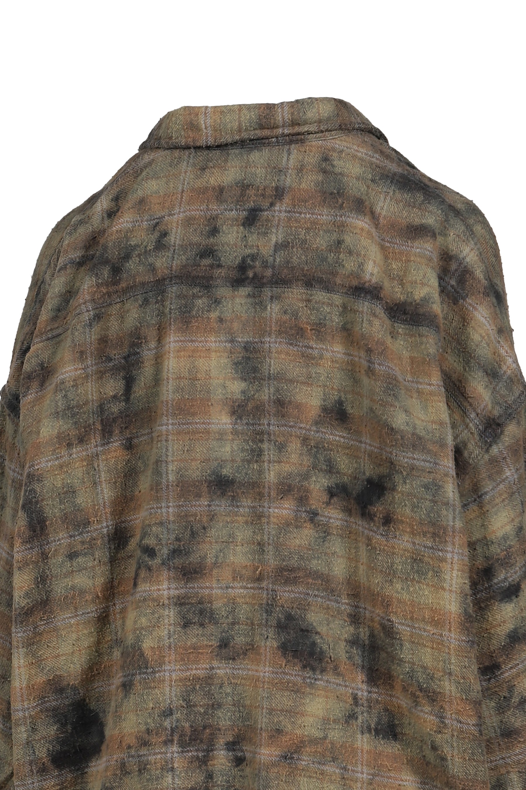 DROP NECK WORKSHIRT / BLEACHED ORG GRN PLAID