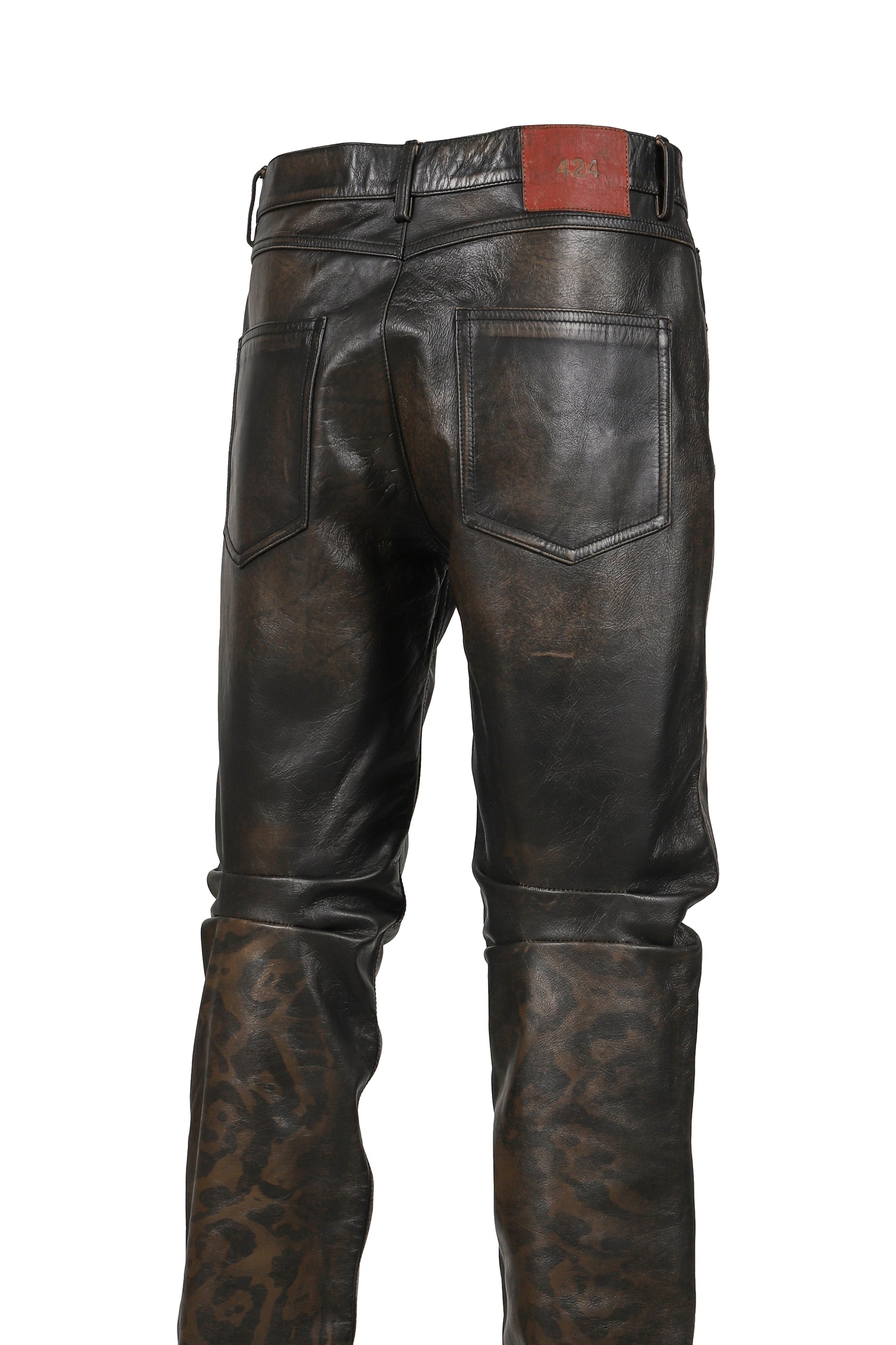 NEW 424 LEATHER FIVEPOCKET / BLK CHEETAH