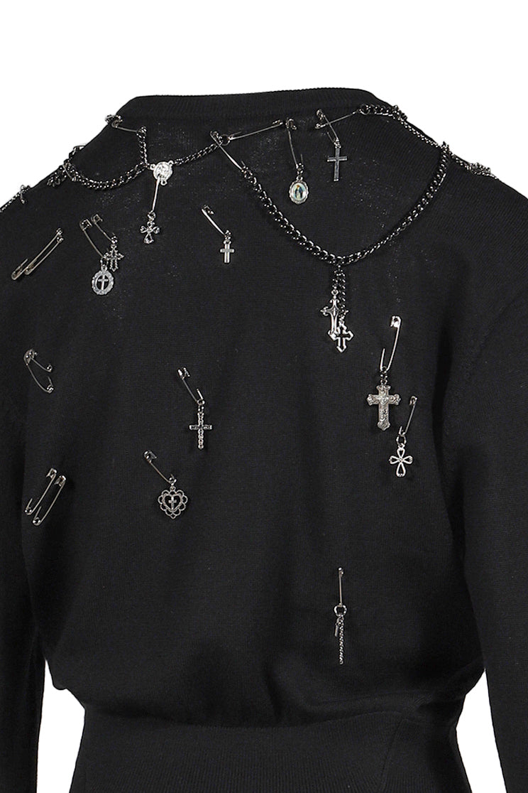 TIGHT WAIST CREWNECK SWEATER / BLK