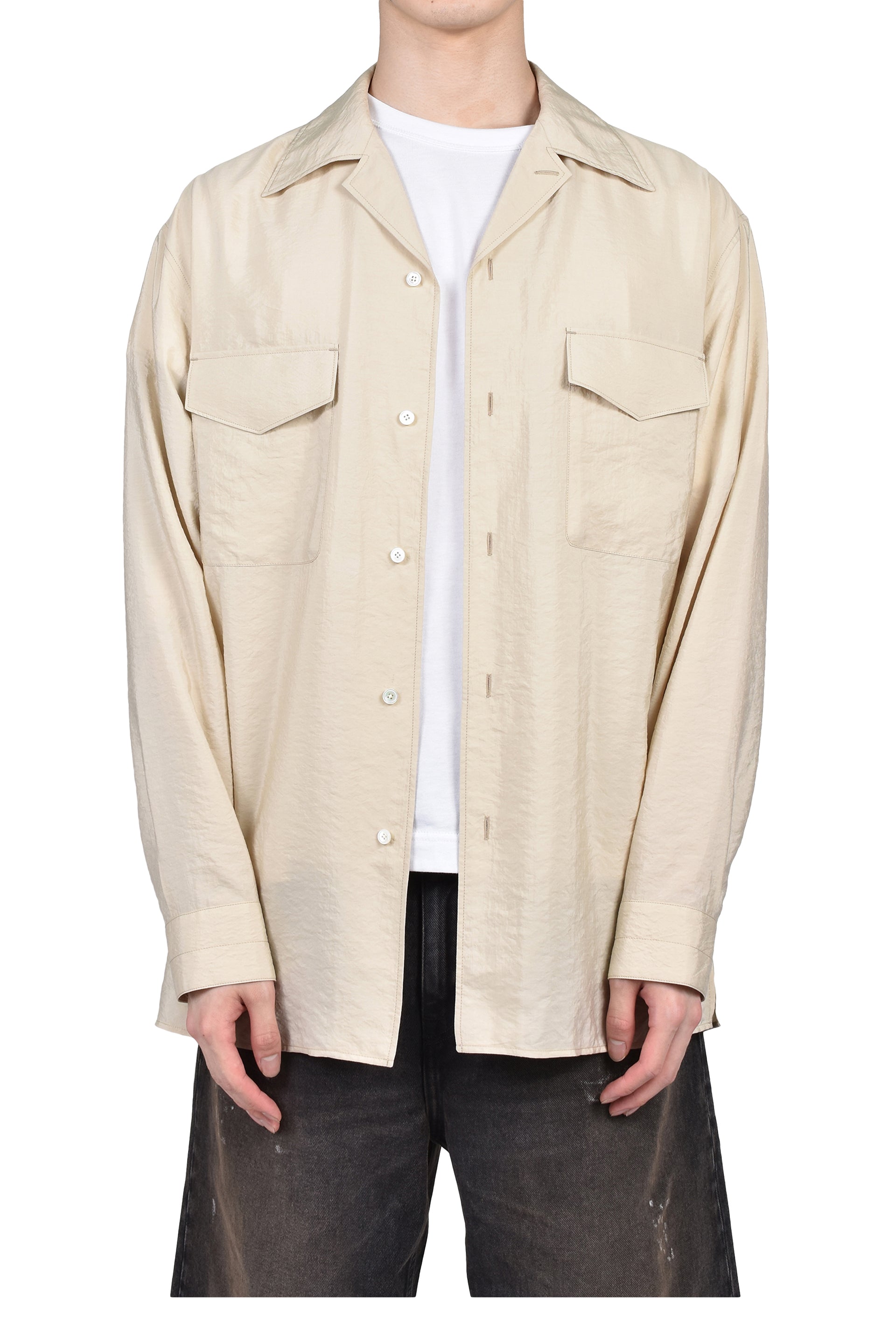 CONVERTIBLE COLLAR SHIRT / OAT MILK
