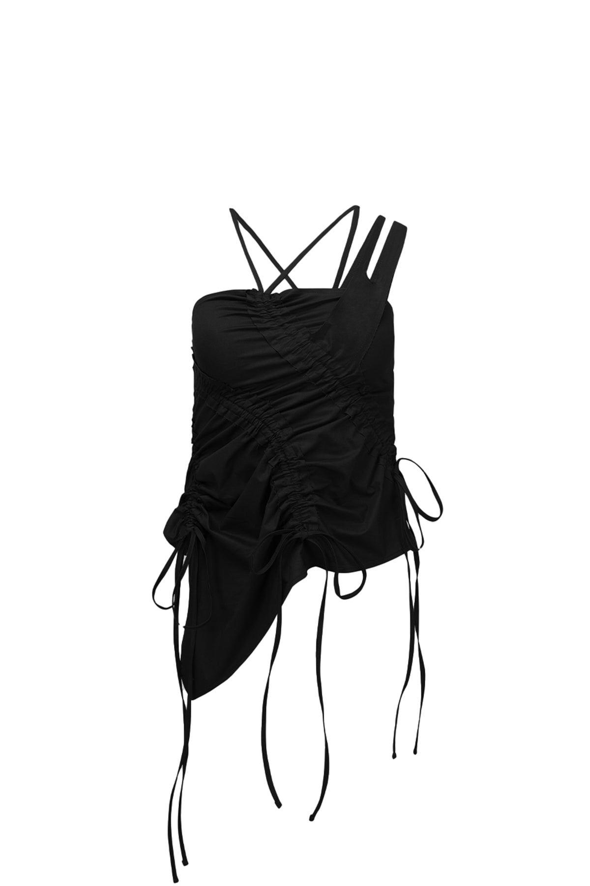 RAWCUT SHIRRING BUSTIER / BLK