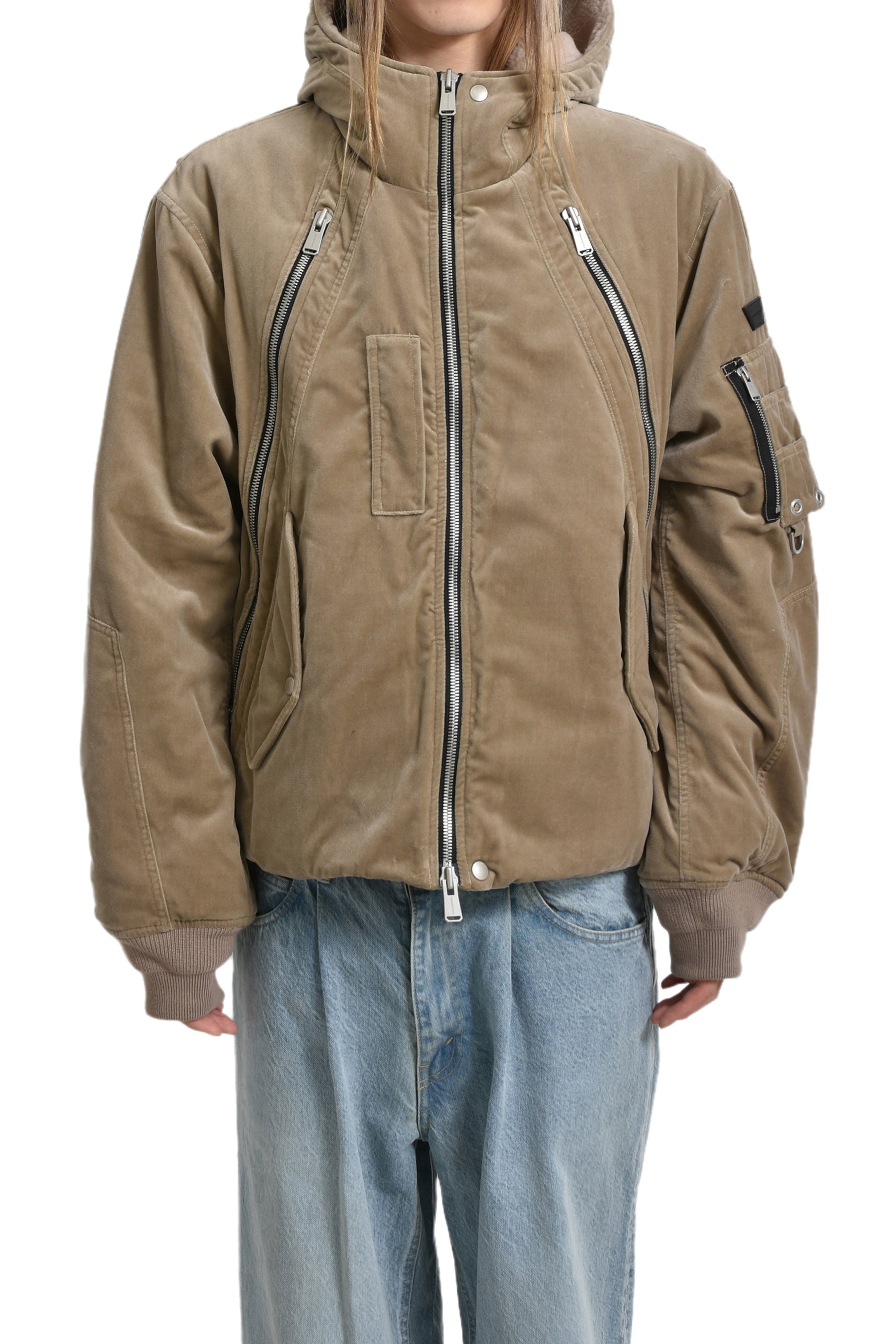 HOODED BOMBER JACKET / BRW