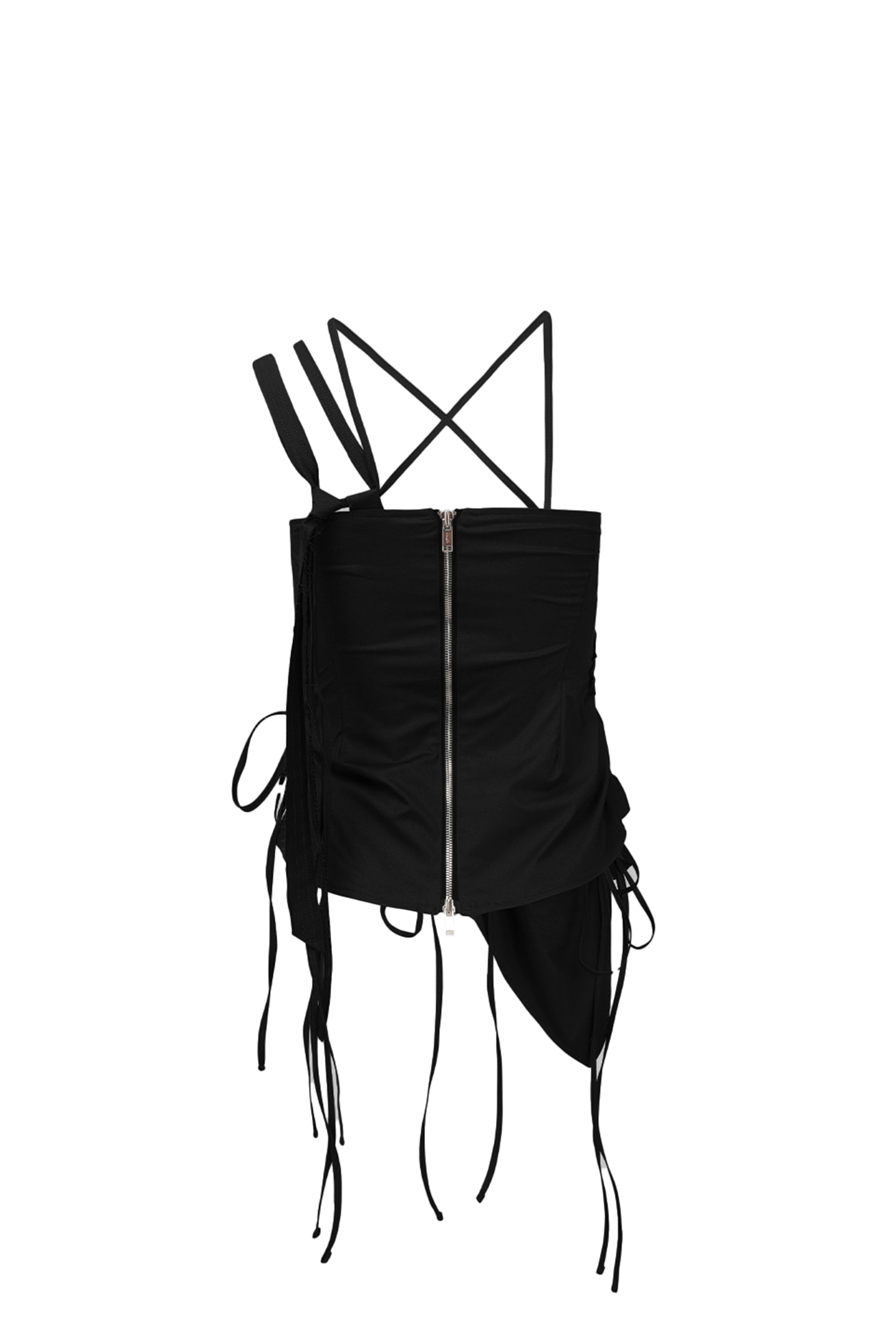 RAWCUT SHIRRING BUSTIER / BLK