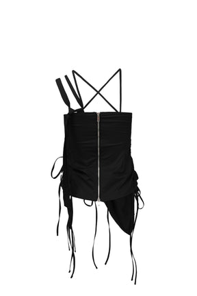 RAWCUT SHIRRING BUSTIER / BLK