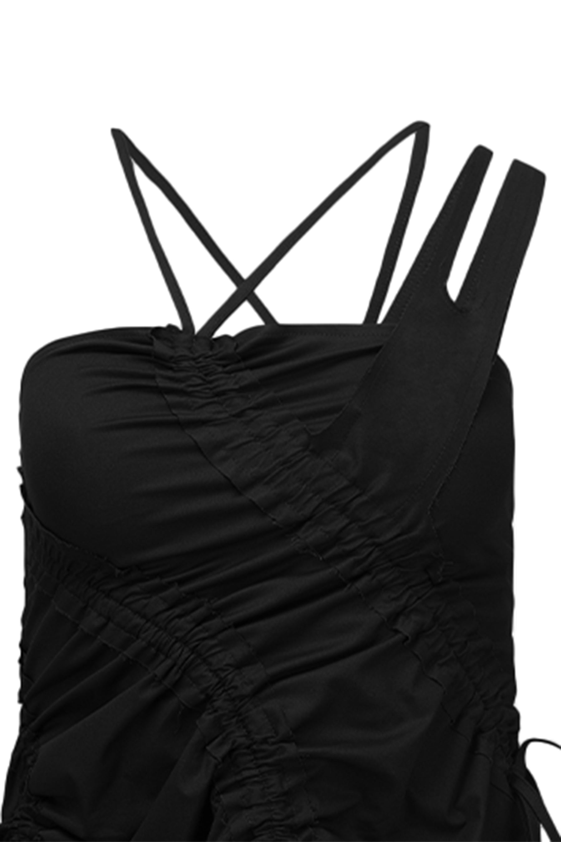 RAWCUT SHIRRING BUSTIER / BLK