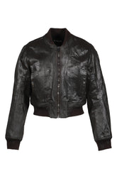 CRACK WAXED DENIM LOCUST BOMBER JACKET / BRW