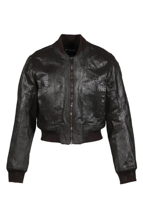 CRACK WAXED DENIM LOCUST BOMBER JACKET / BRW