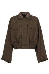 "BIG SLEEVE” SHINING COLLAR MILITARY JACKET / OLV
