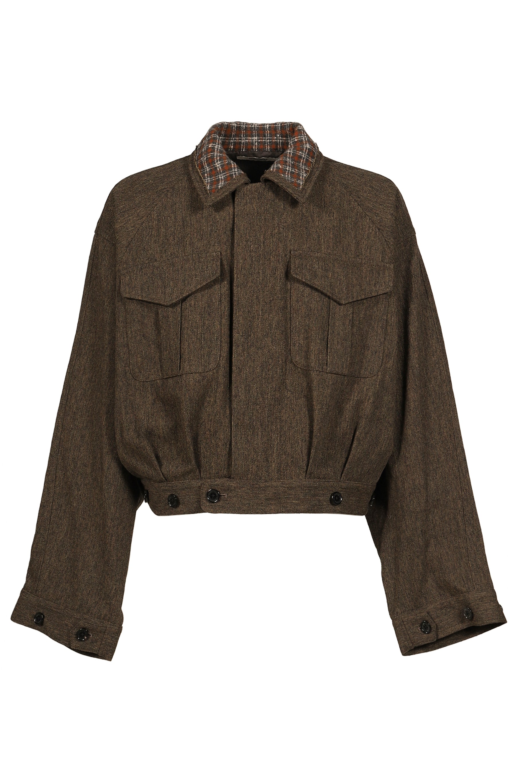 "BIG SLEEVE” SHINING COLLAR MILITARY JACKET / OLV