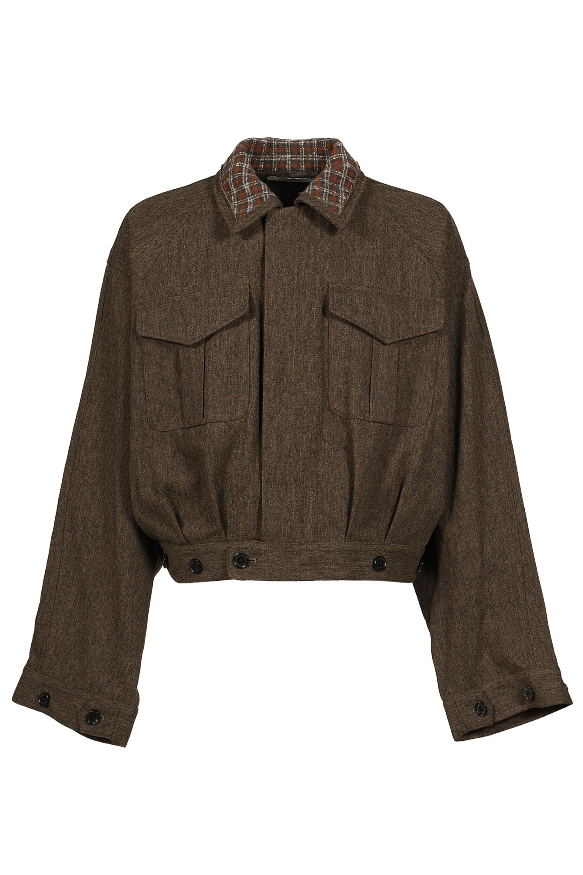 "BIG SLEEVE” SHINING COLLAR MILITARY JACKET / OLV