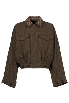 "BIG SLEEVE” SHINING COLLAR MILITARY JACKET / OLV
