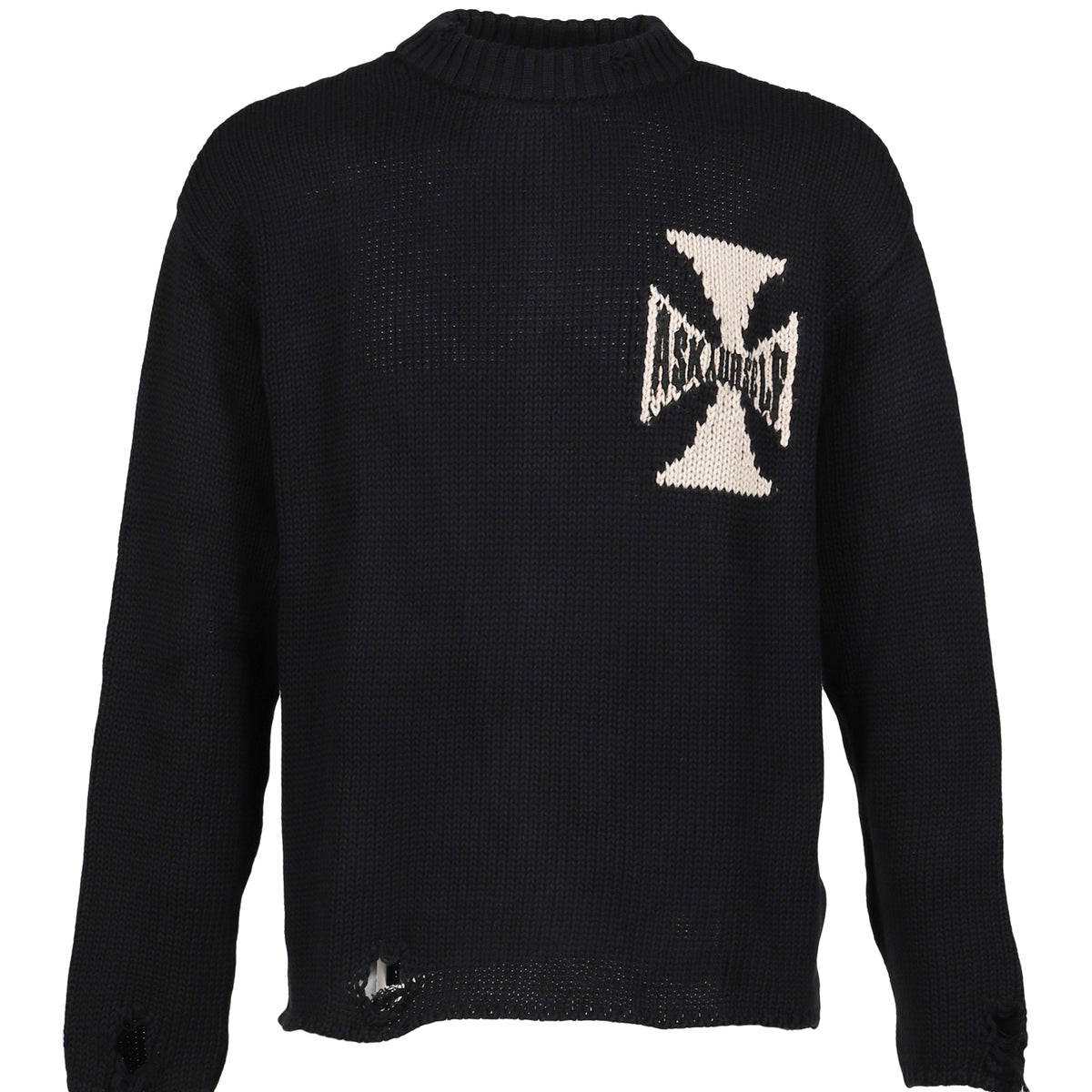 ASKYURSELF アスクユアセルフ FW25 RIDER CROSS KNIT / BLK - NUBIAN