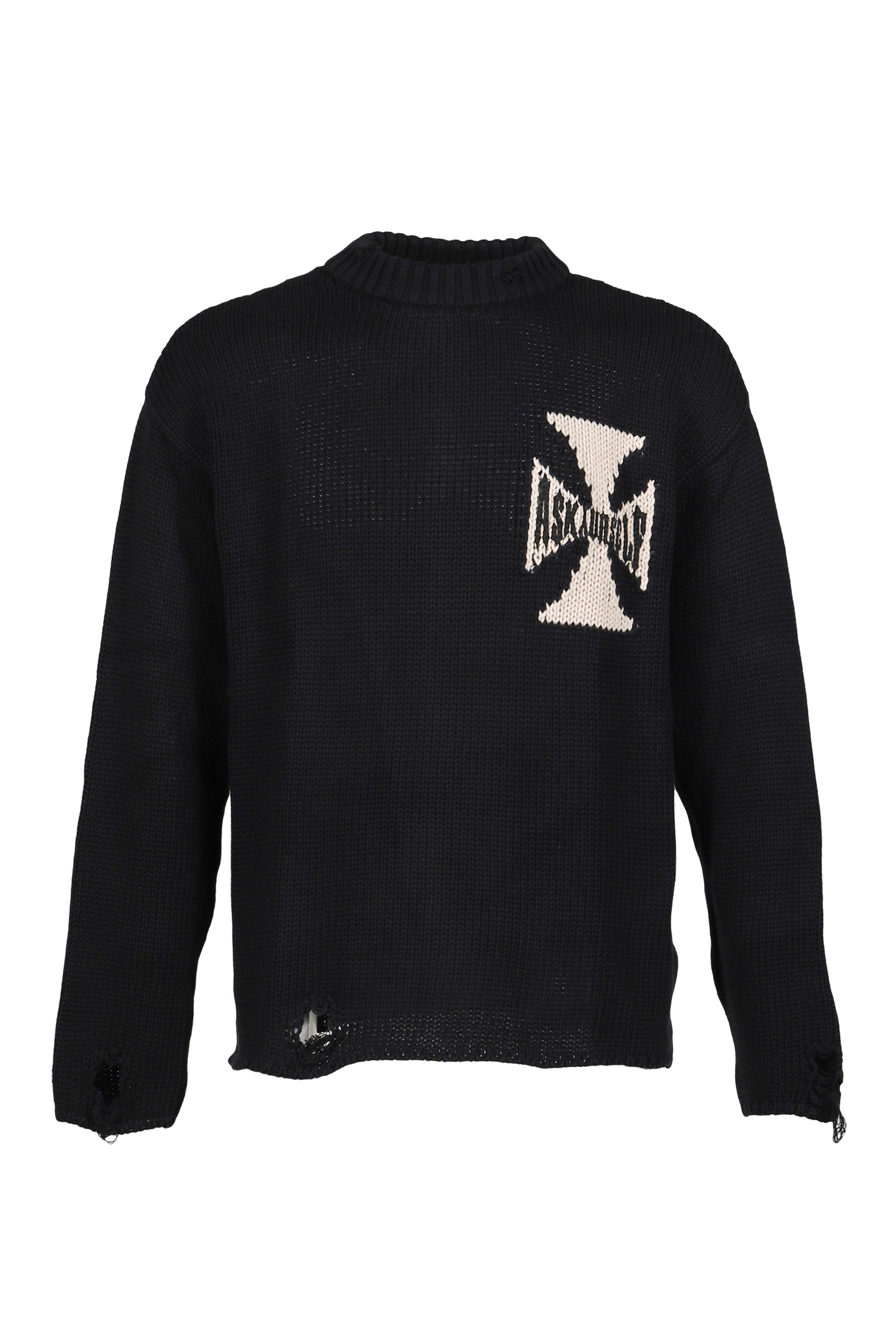 ASKYURSELF アスクユアセルフ FW25 RIDER CROSS KNIT / BLK - NUBIAN