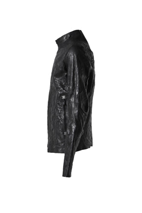 "SEAMLESS" ZIPPED LEATHER JACKET / BLK