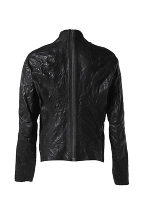 "SEAMLESS" ZIPPED LEATHER JACKET / BLK