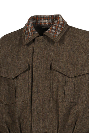 "BIG SLEEVE” SHINING COLLAR MILITARY JACKET / OLV