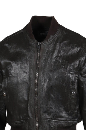 CRACK WAXED DENIM LOCUST BOMBER JACKET / BRW