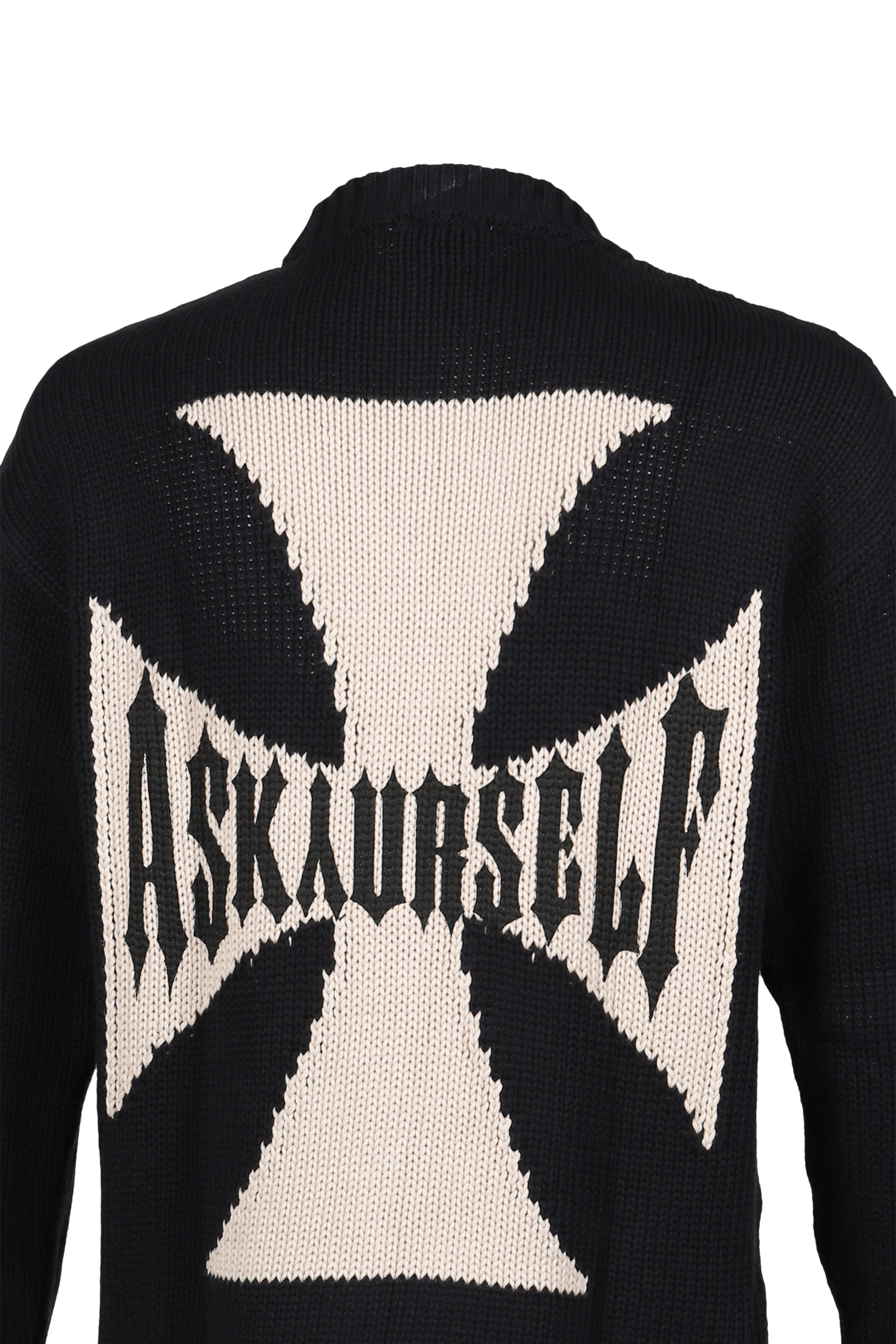 ASKYURSELF アスクユアセルフ FW25 RIDER CROSS KNIT / BLK - NUBIAN