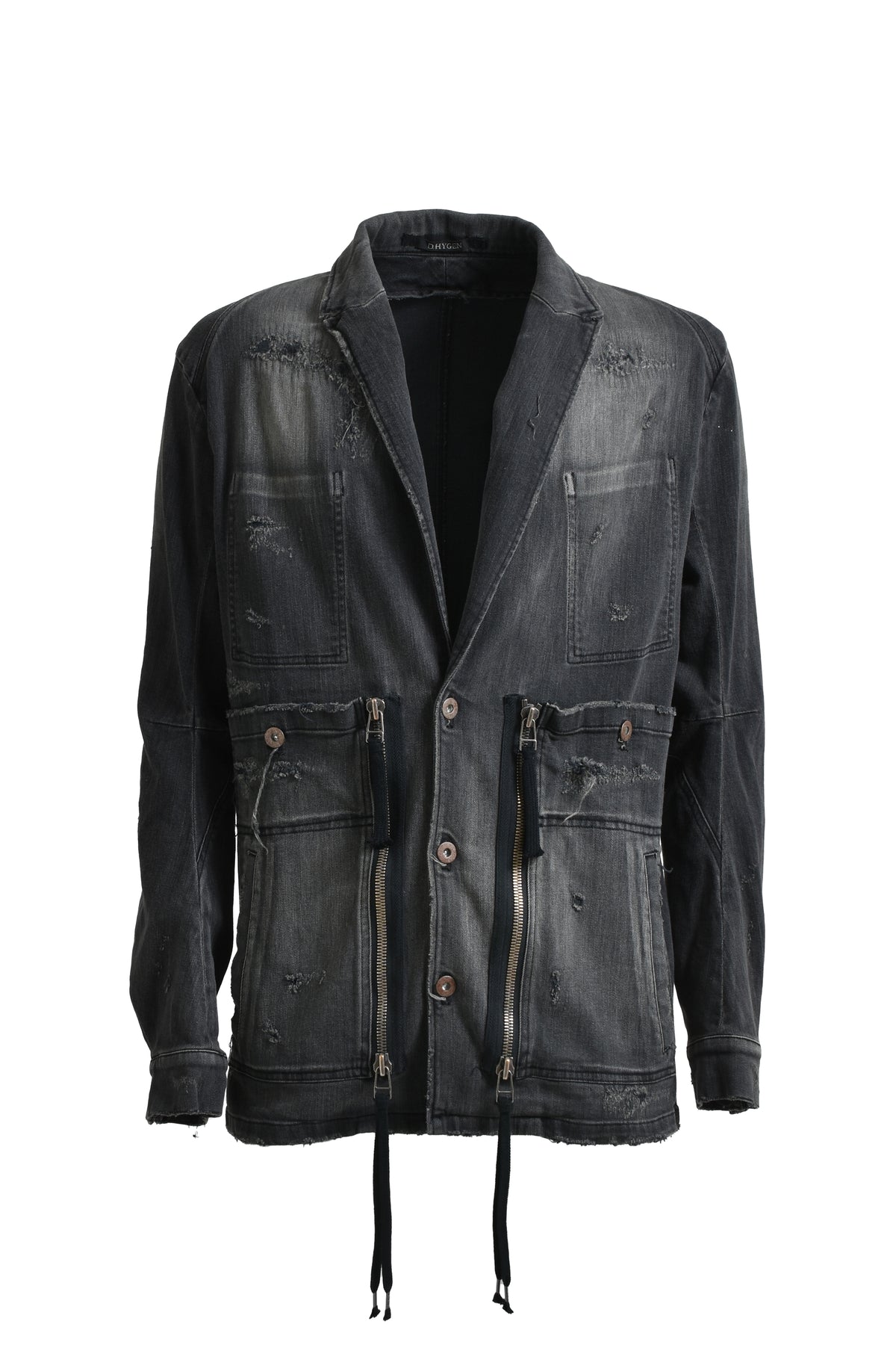 DAMAGE REPAIR DENIM TAILORD JACKET / BLK