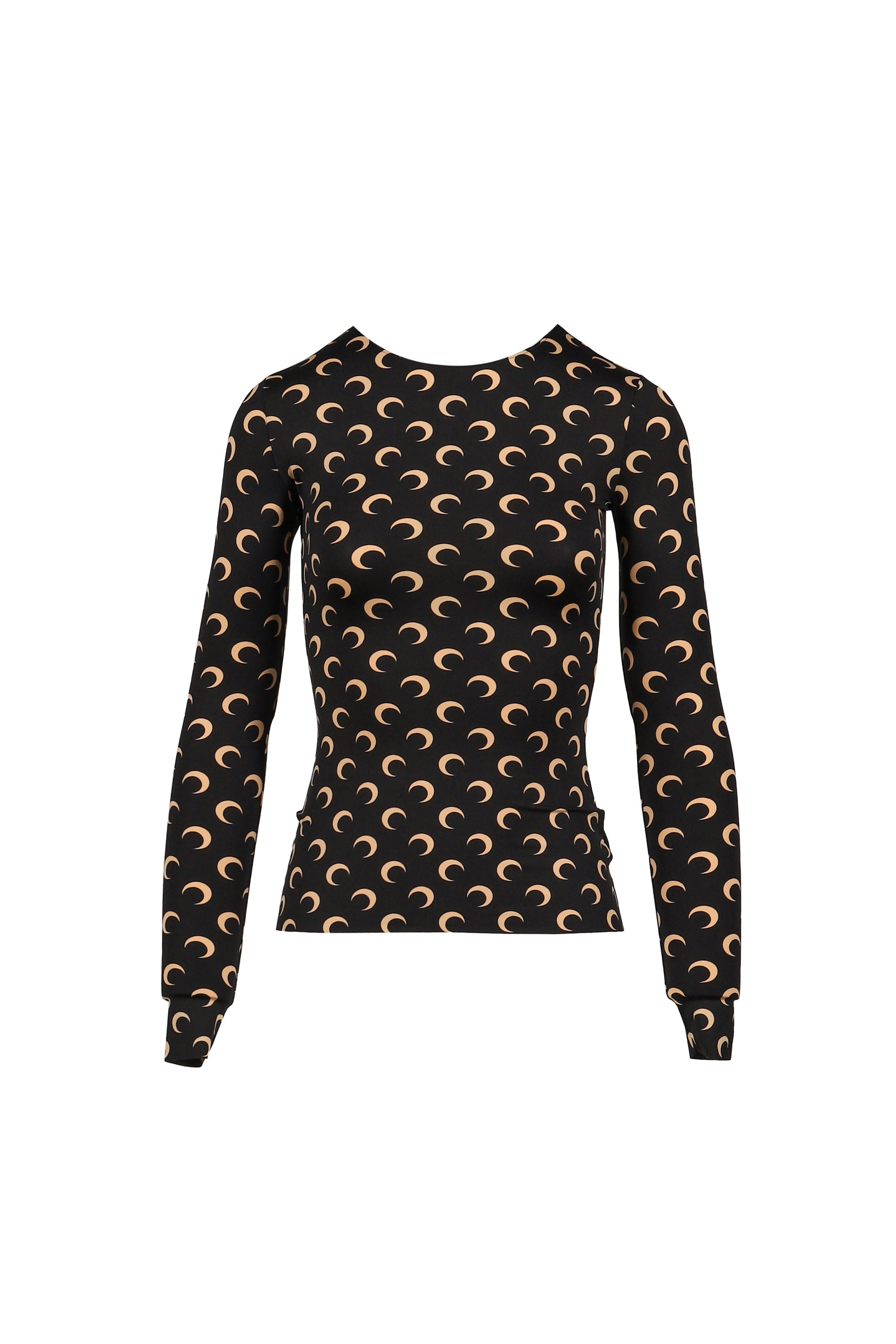MOON PRINTED JERSEY LS CREWNECK TOP / TAN