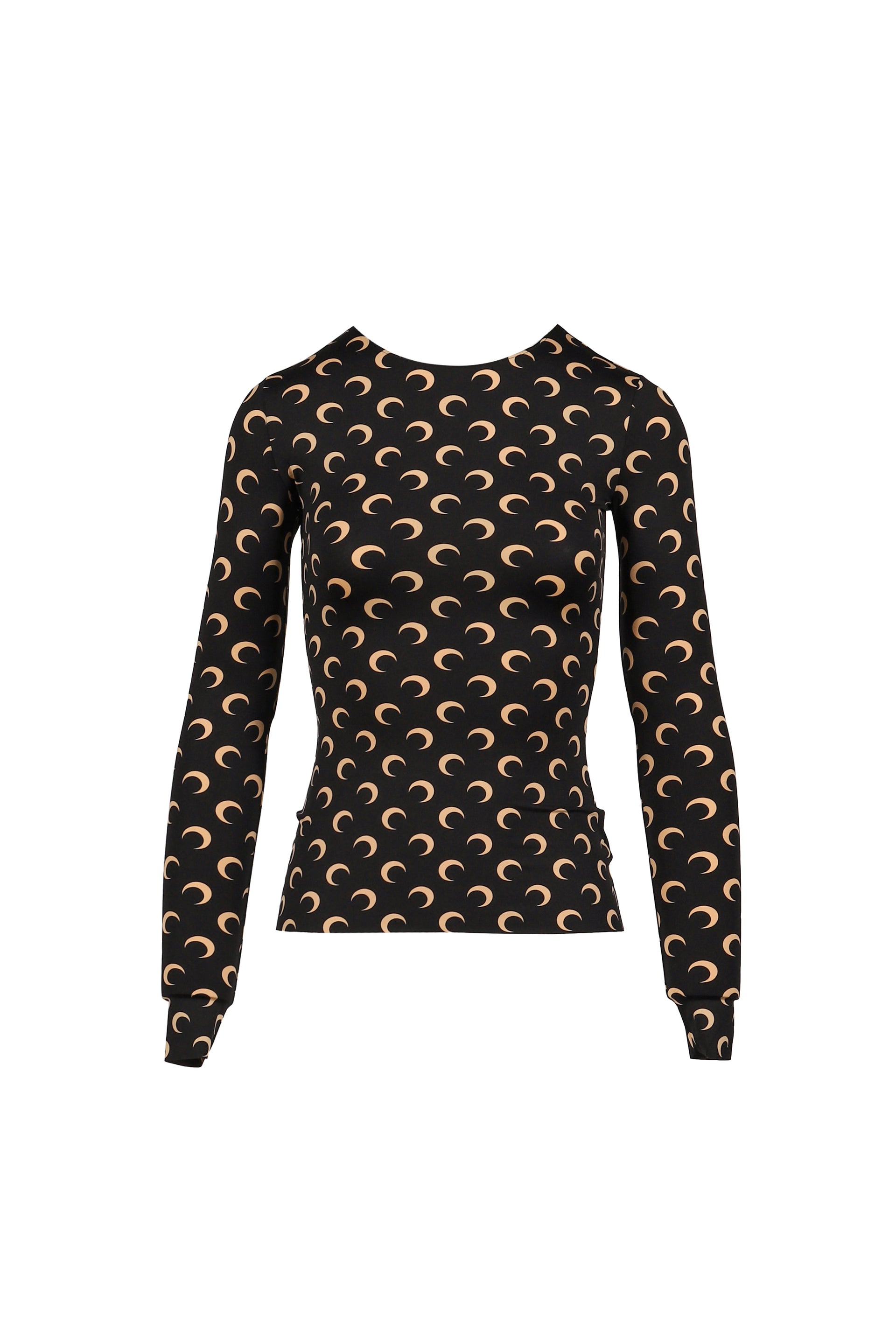MOON PRINTED JERSEY LS CREWNECK TOP / TAN